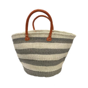 Wide Striped Gray/White Satchel