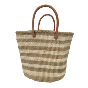 Wide Striped Tan Satchel