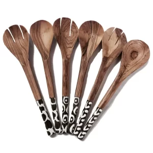 Large Batik Bone Handled Salad Set