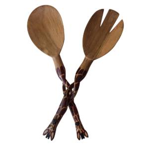<span style="color:red;">NEW ARRIVAL </span><br>Hand carved Twist Giraffe Salad Set