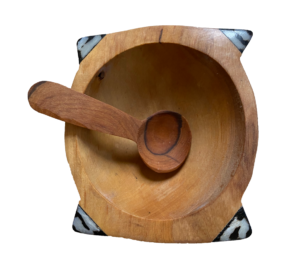 <span  </span><br>Small Square Olive Wood Bowl With Spoon