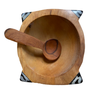 <span  </span><br>Small Square Olive Wood Bowl With Spoon