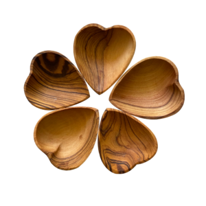Tiny Wild Olive Wood Heart Bowls