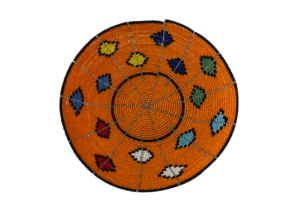 Orange Maasai Beaded Bowl w/Flowers