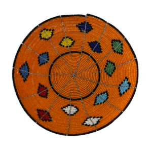 Orange Maasai Beaded Bowl w/Flowers