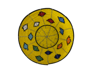 Yellow Maasai Beaded Bowl w/Flowers
