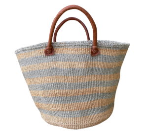 Wide stripe sand/ light gray satchel