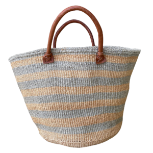Wide stripe sand/ light gray satchel